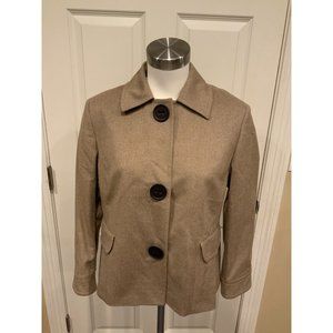 Akris Punto Tan Wool Collared Button-Up Jacket, Size 10 (US), 42 (FR) NWT!